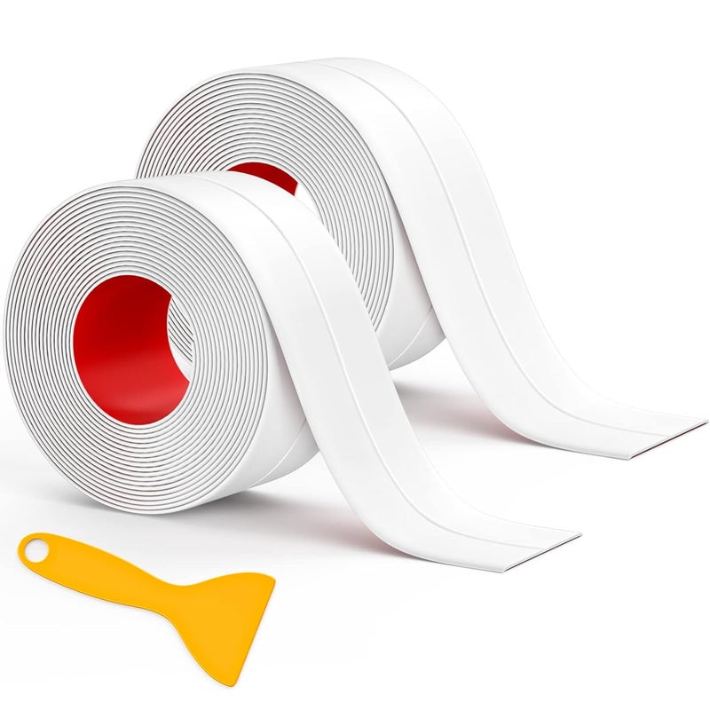 Fixmend Caulk Tape, 2 Roll Self Adhesive Caulk Strip Waterproof, Caulking Sealant Tape for Kitchen, Countertop, Bathroom, Sink, Shower, Bathtub, Toilet Edge Protector with Sealing Tool (1.5" x 10.5Ft) - Image 1
